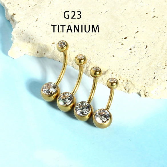 Titanium Navel Ring Ball Shape Unisex Body Piercing Jewelry Inlaid With Zircon
