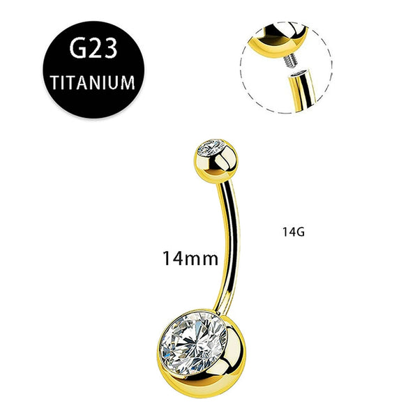Titanium Navel Ring Ball Shape Unisex Body Piercing Jewelry Inlaid With Zircon