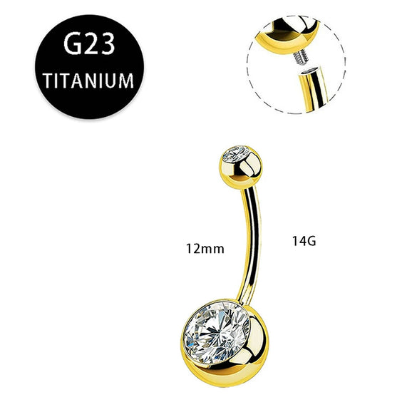 Titanium Navel Ring Ball Shape Unisex Body Piercing Jewelry Inlaid With Zircon