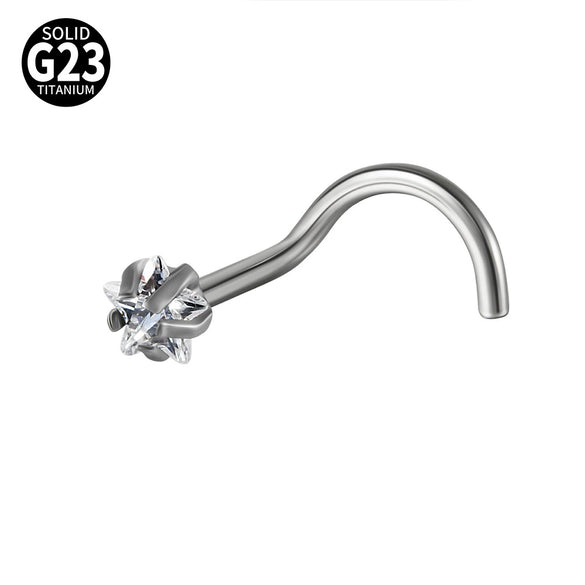 Titanium Nose Ring Zircon Heart Shape Body Piercing Decoration