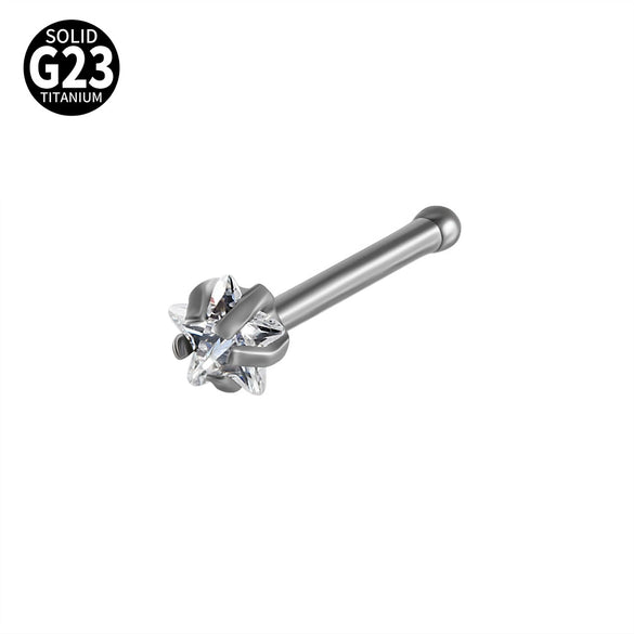 Titanium Nose Ring Zircon Heart Shape Body Piercing Decoration