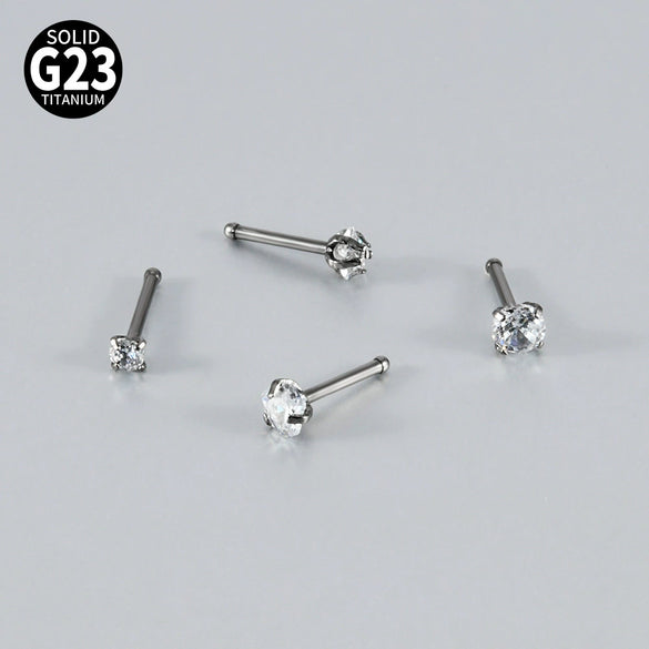 Titanium Nose Ring Zircon Heart Shape Body Piercing Decoration