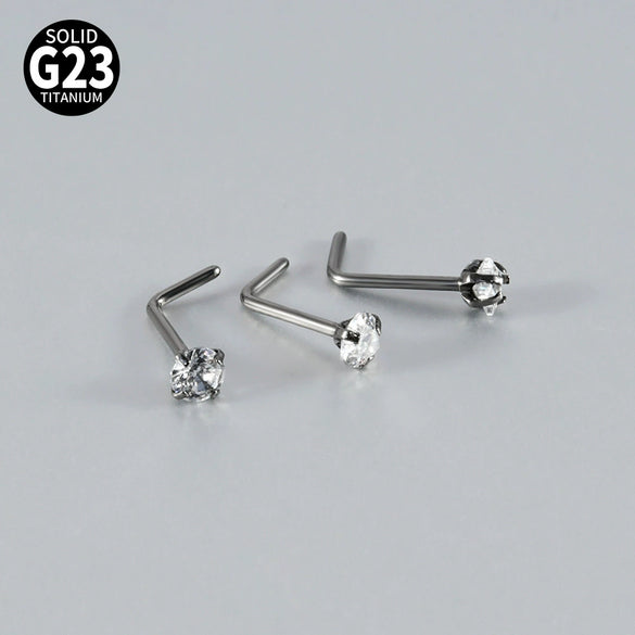 Titanium Nose Ring Zircon Heart Shape Body Piercing Decoration