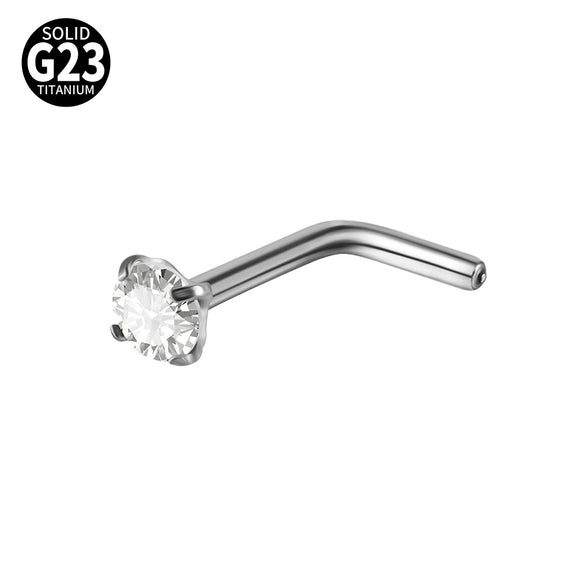 Titanium Nose Ring Zircon Heart Shape Body Piercing Decoration