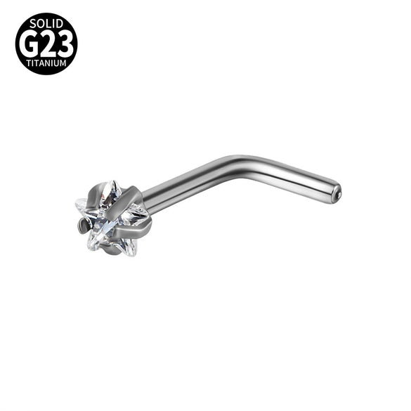 Titanium Nose Ring Zircon Heart Shape Body Piercing Decoration