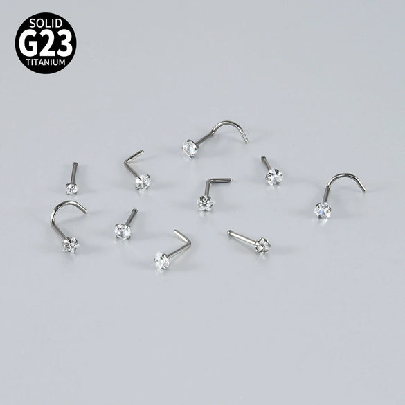 Titanium Nose Ring Zircon Heart Shape Body Piercing Decoration
