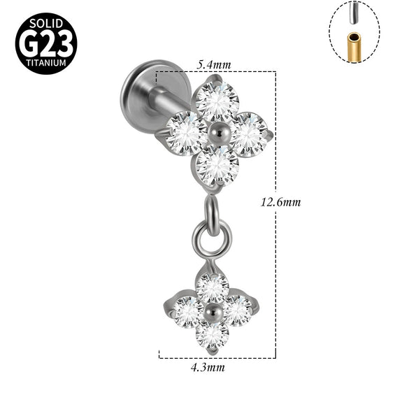 Titanium Piercing Jewelry With Round Zircon And Electroplating Design
