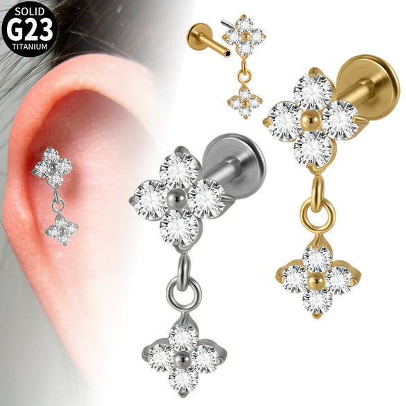 Titanium Piercing Jewelry With Round Zircon And Electroplating Design