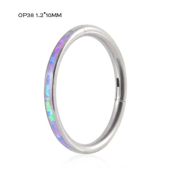 Titanium Precision Inlaid Opal Round Nose Ring And Earrings Unisex Piercing Jewelry