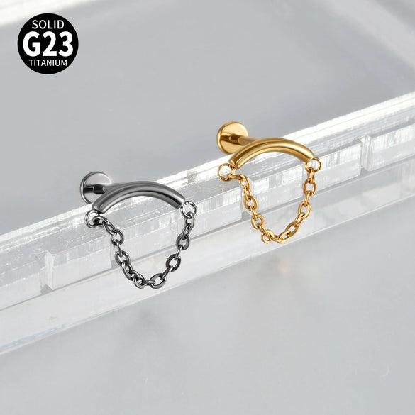 Titanium Seahorse And Flower Pattern Electroplated Curved Chain Earrings Fashion Unisex