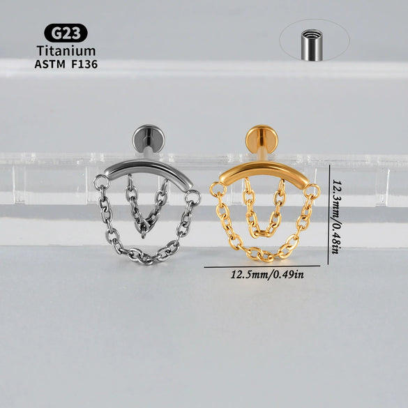 Titanium Seahorse And Flower Pattern Electroplated Curved Chain Earrings Fashion Unisex