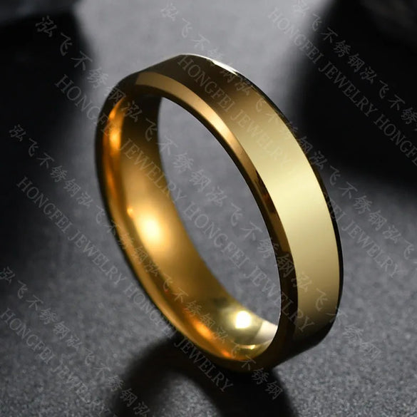 Titanium&Stainless Steel Simple Geometric Ring  (Black-5) Nhhf0988-Black-5