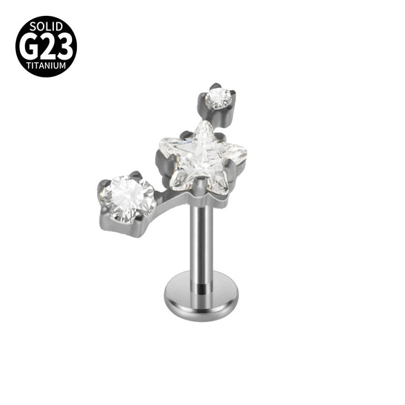 Titanium Star Shaped Lip Nails And Ear Bone Nails Electroplated Puncture Jewelry