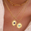 Titanium Steel 14K Gold Plated Elegant Classical Lady Plating Inlay Geometric Devil'S Eye Natural Stone Pendant Necklace