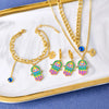 Wholesale Jewelry Cartoon Style Cute Devil'S Eye Palm 304 Stainless Steel Titanium Steel 18K Gold Plated Epoxy Plating Earrings Necklace Jewelry Set