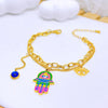 Wholesale Jewelry Cartoon Style Cute Devil'S Eye Palm 304 Stainless Steel Titanium Steel 18K Gold Plated Epoxy Plating Earrings Necklace Jewelry Set
