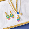 Wholesale Jewelry Cartoon Style Cute Devil'S Eye Palm 304 Stainless Steel Titanium Steel 18K Gold Plated Epoxy Plating Earrings Necklace Jewelry Set
