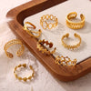Titanium Steel 18K Gold Plated Casual Simple Style Patchwork Plating Hollow Out Solid Color Open Rings