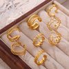 Titanium Steel 18K Gold Plated Casual Simple Style Patchwork Plating Hollow Out Solid Color Open Rings