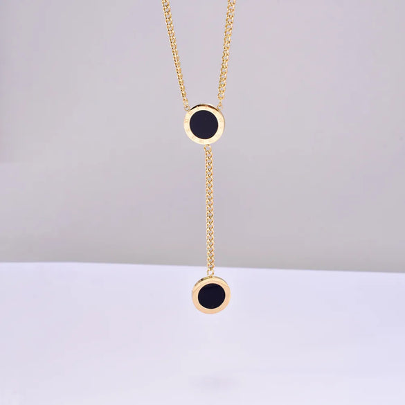 Wholesale Jewelry Elegant Round 304 Stainless Steel Titanium Steel Acrylic Shell 18K Gold Plated Inlaid Shell Inlaid Gold Necklace