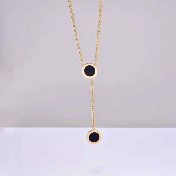 Wholesale Jewelry Elegant Round 304 Stainless Steel Titanium Steel Acrylic Shell 18K Gold Plated Inlaid Shell Inlaid Gold Necklace