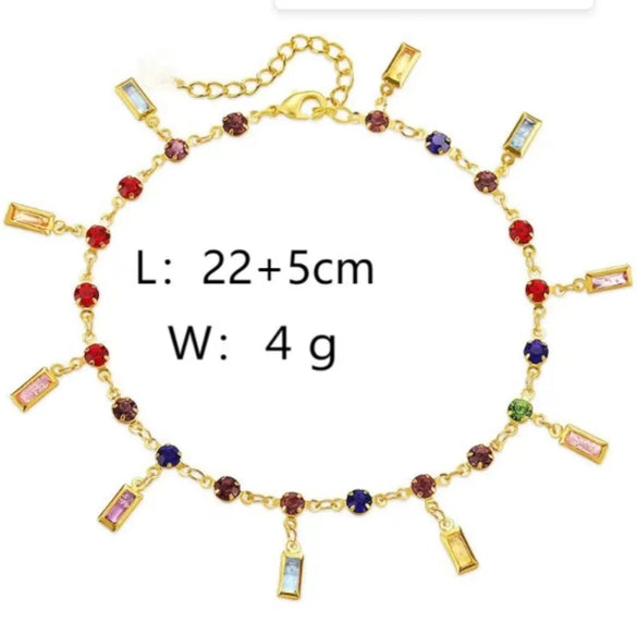 Wholesale Jewelry IG Style Shiny Geometric Titanium Steel Glass Zircon 18K Gold Plated Inlay Jewelry Set