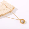 304 Stainless Steel 18K Gold Plated Luxurious Romantic Shiny Plating Inlay Sun Moon Rhinestones Pendant Necklace