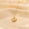 304 Stainless Steel 18K Gold Plated Luxurious Romantic Shiny Plating Inlay Sun Moon Rhinestones Pendant Necklace