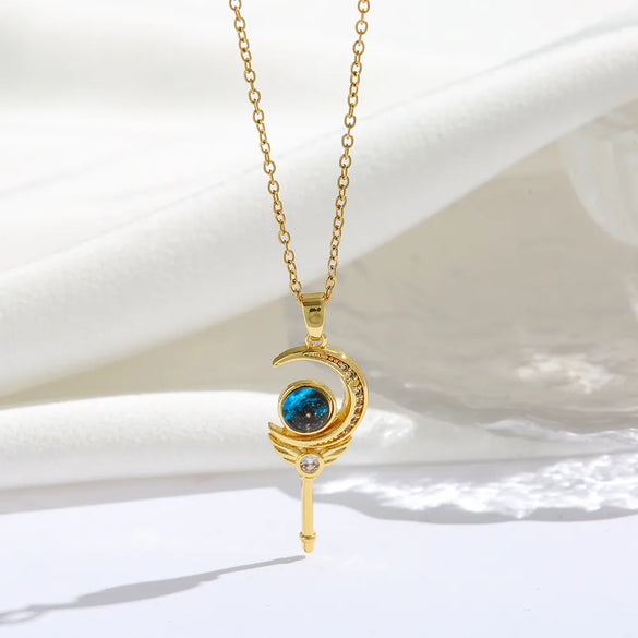 Titanium Steel 18K Gold Plated Modern Style Sweet Classic Style Plating Inlay Starry Sky Resin Zircon Pendant Necklace