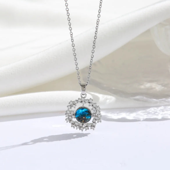 Titanium Steel 18K Gold Plated Modern Style Sweet Classic Style Plating Inlay Starry Sky Resin Zircon Pendant Necklace