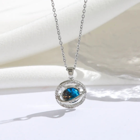Titanium Steel 18K Gold Plated Modern Style Sweet Classic Style Plating Inlay Starry Sky Resin Zircon Pendant Necklace