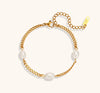 Simple Style Classic Style Solid Color 304 Stainless Steel Titanium Steel 18K Gold Plated Freshwater Pearl Bracelets In Bulk
