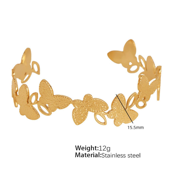 316L Stainless Steel Adjustable Open Bracelet Natural Heavy Industry Hammered Texture Exaggerated Stylish Electroplated Design