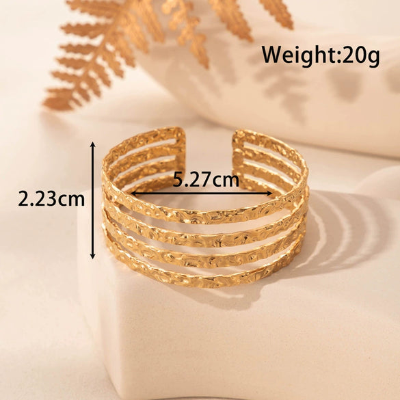 Titanium Steel Adjustable Open Bracelet With High End Style And Electroplating Treatment