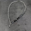 Titanium Steel Alloy Hiphop Cross Ushaped Polishing Men's And Women's Trendy Niche Clavicle Chain Necklace Accessories