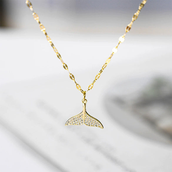 Titanium Steel And Alloy Fish Tail Pendant Necklace With Electroplating For Women Simple Fashion Design Sense Ins Style Light Luxury