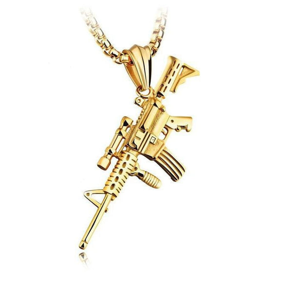 Titanium Steel And Alloy Men's Column Design Hiphop Necklace With Electroplated Animal And Zodiac Pendant And Pearl Chain