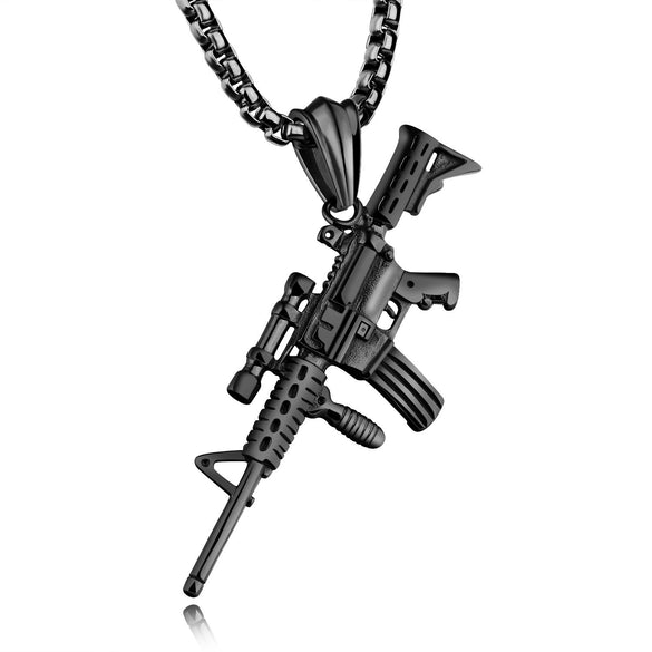 Titanium Steel And Alloy Men's Column Design Hiphop Necklace With Electroplated Animal And Zodiac Pendant And Pearl Chain