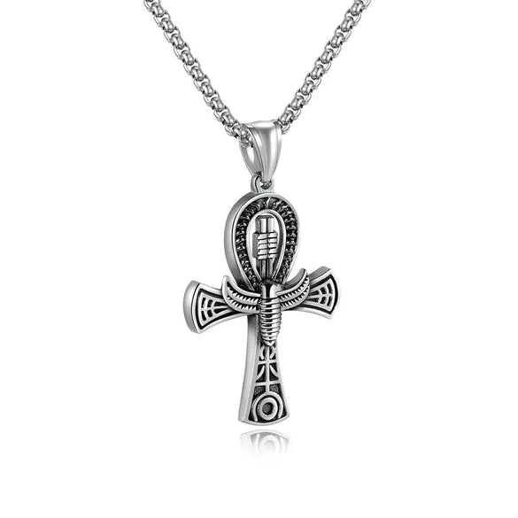Titanium Steel And Alloy Men's Column Design Hiphop Necklace With Electroplated Animal And Zodiac Pendant And Pearl Chain