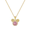 Titanium Steel And Brass Cartoon Geometric Style Full Diamond Inlaid Mickey Head Necklace For Women