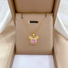 Titanium Steel And Brass Cartoon Geometric Style Full Diamond Inlaid Mickey Head Necklace For Women
