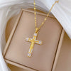 Titanium Steel And Copper Cartoon Geometric Diamond Microinlaid Women's Cross Necklace