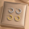 Titanium Steel And Copper Cshaped And Heartshaped Retro Earrings With Diamond Electroplating Design For Women
