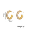 Titanium Steel And Copper Cshaped And Heartshaped Retro Earrings With Diamond Electroplating Design For Women