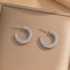 Titanium Steel And Copper Cshaped And Heartshaped Retro Earrings With Diamond Electroplating Design For Women