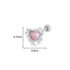 Titanium Steel And Copper Earrings With Inlaid Zircon Heart Bow Bear Design Electroplated For Women Fashion Flower Style
