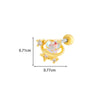 Titanium Steel And Copper Earrings With Inlaid Zircon Heart Bow Bear Design Electroplated For Women Fashion Flower Style