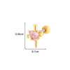 Titanium Steel And Copper Earrings With Inlaid Zircon Heart Bow Bear Design Electroplated For Women Fashion Flower Style
