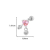 Titanium Steel And Copper Earrings With Inlaid Zircon Heart Bow Bear Design Electroplated For Women Fashion Flower Style