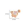 Titanium Steel And Copper Earrings With Inlaid Zircon Heart Bow Bear Design Electroplated For Women Fashion Flower Style